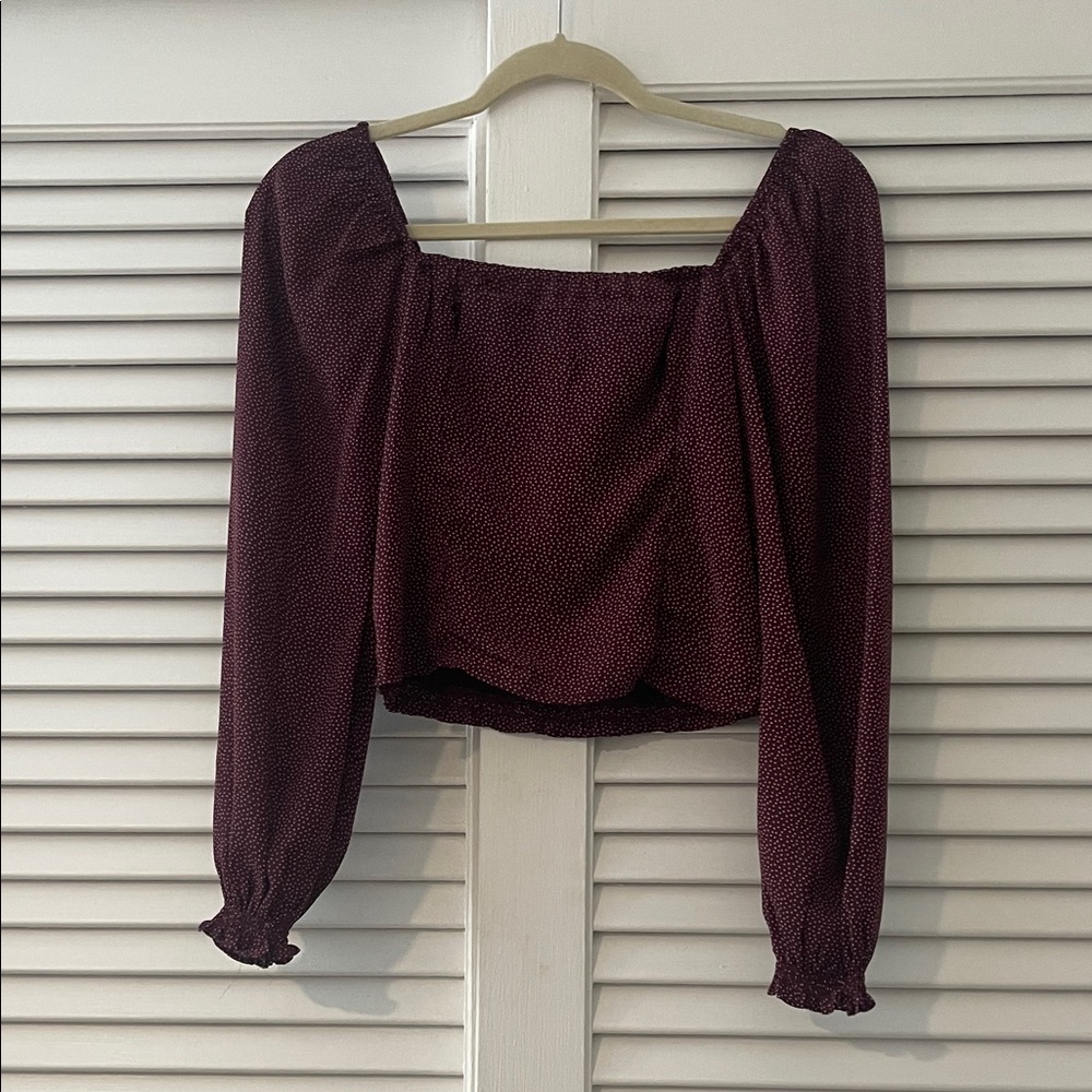 Abercrombie Burgundy Polkadot Women's Top